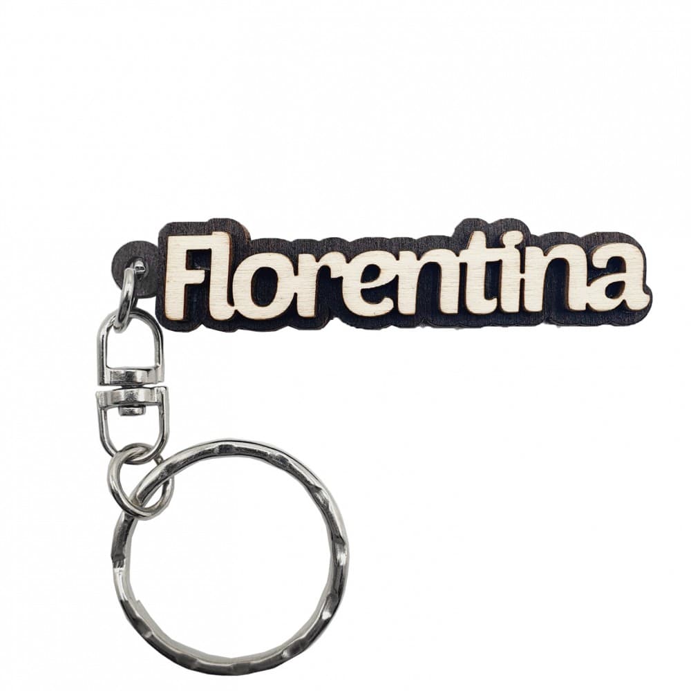 Breloc din lemn, nume "Florentina" — principală