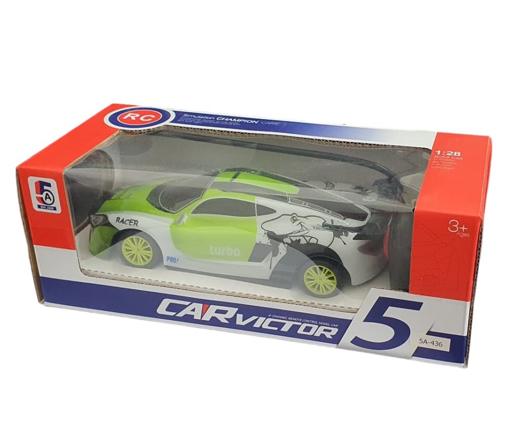 Jucarie masina cu telecomanda CARVICTOR 5, acumulatori cu incarcare USB, 1:28, alb/verde — varianta 5