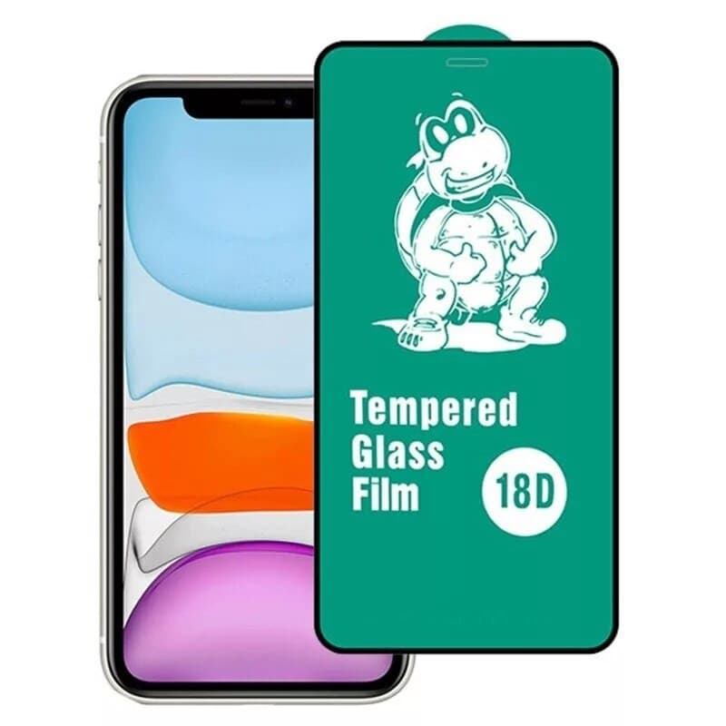 Folie de sticla Full Glue 18D pentru iPhone 11 / iPhone XR, margini in relief, negre — principală