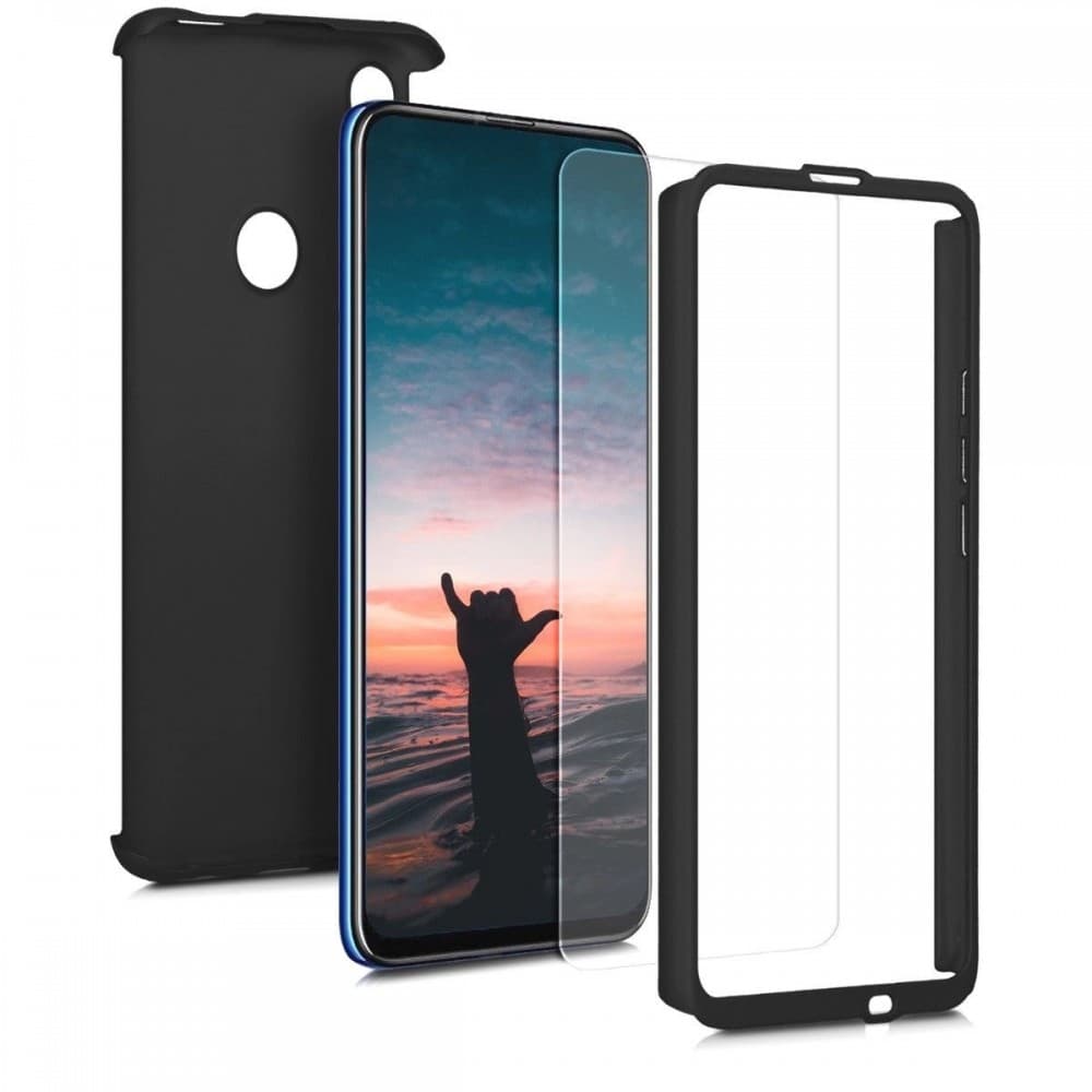Husă Full Cover 360° pentru Huawei P Smart (față + spate + sticlă), neagra — varianta 2