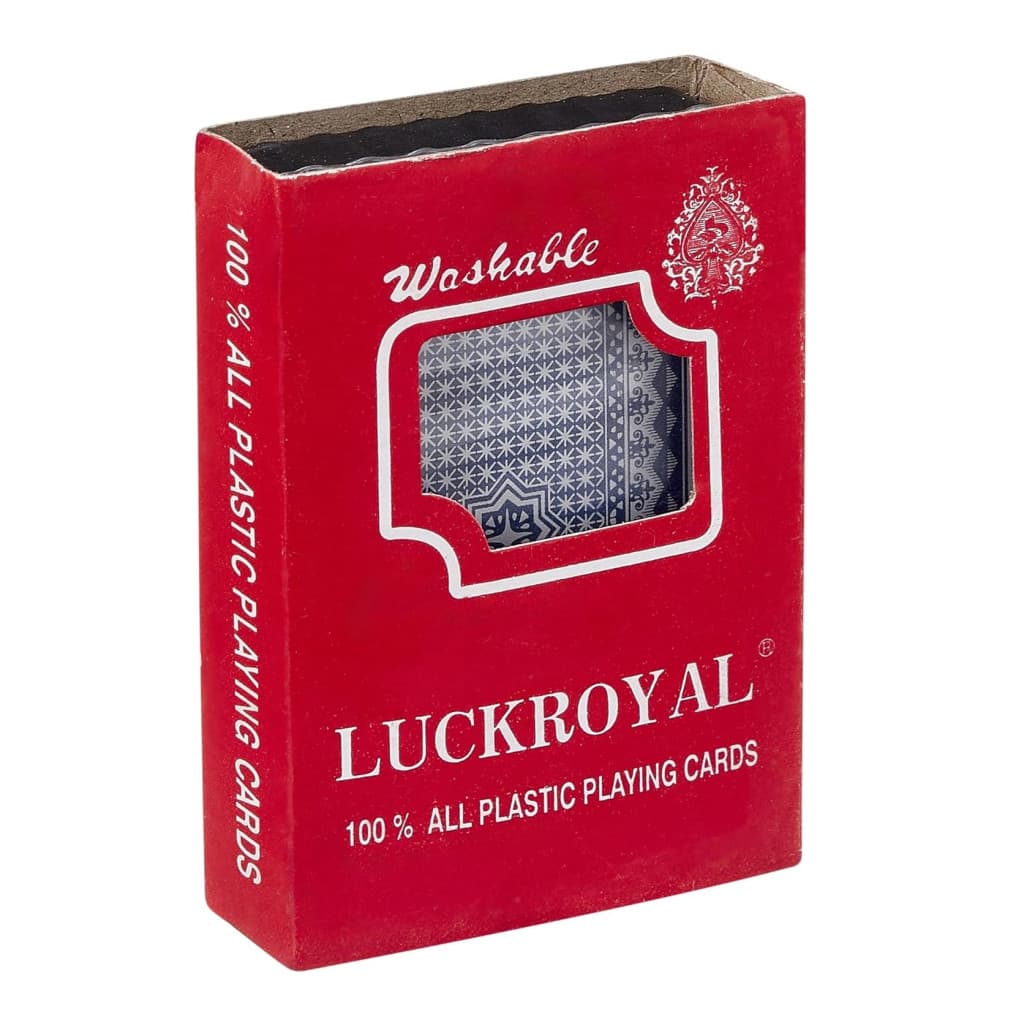 Pachet carti de joc clasice din plastic LUCKROYAL, cutie de plastic inclusa, spate albastru — 4
