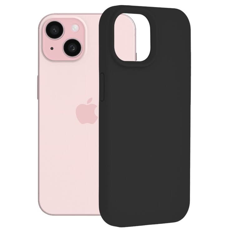 Husa Apple iPhone 15 Plus, Matt TPU, silicon moale, neagra — principală