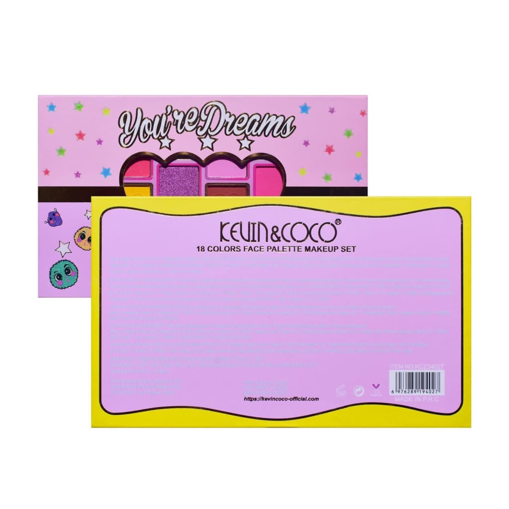 Paleta de machiaj KEVIN & COCO, Candy Star, fard de pleoape, 18 culori, 19.3 x 12 x 1.4 cm — varianta 6