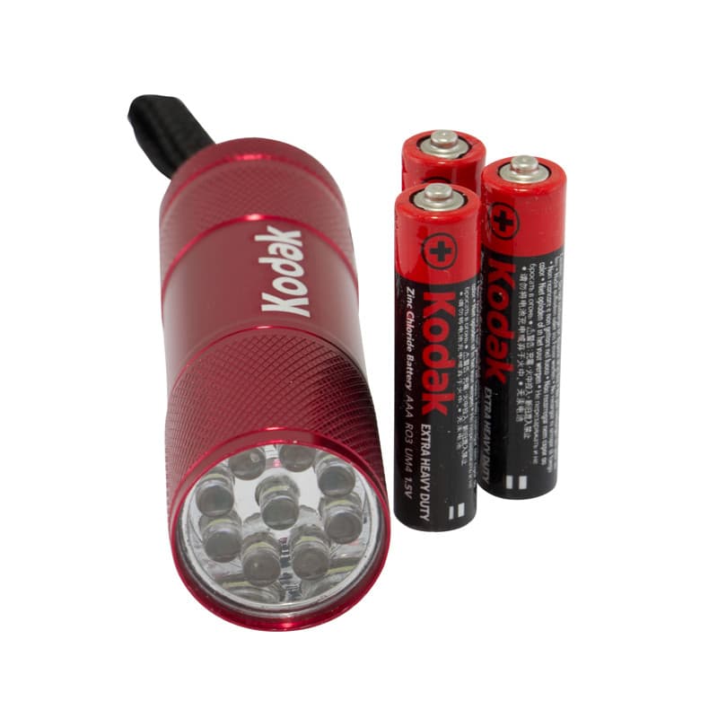 Lanterna Kodak 9 LED-uri, 46 lumeni, carcasa metalica, baterii incluse, rosie — principală