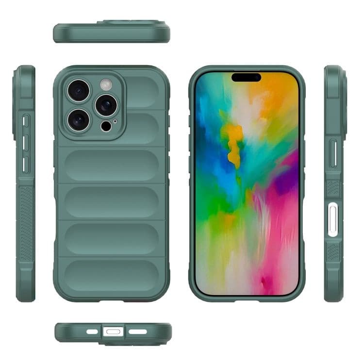 Husa Apple iPhone 16 Pro Max, Wave Silicone, protectie camera, catifea in interior, deep green — varianta 3