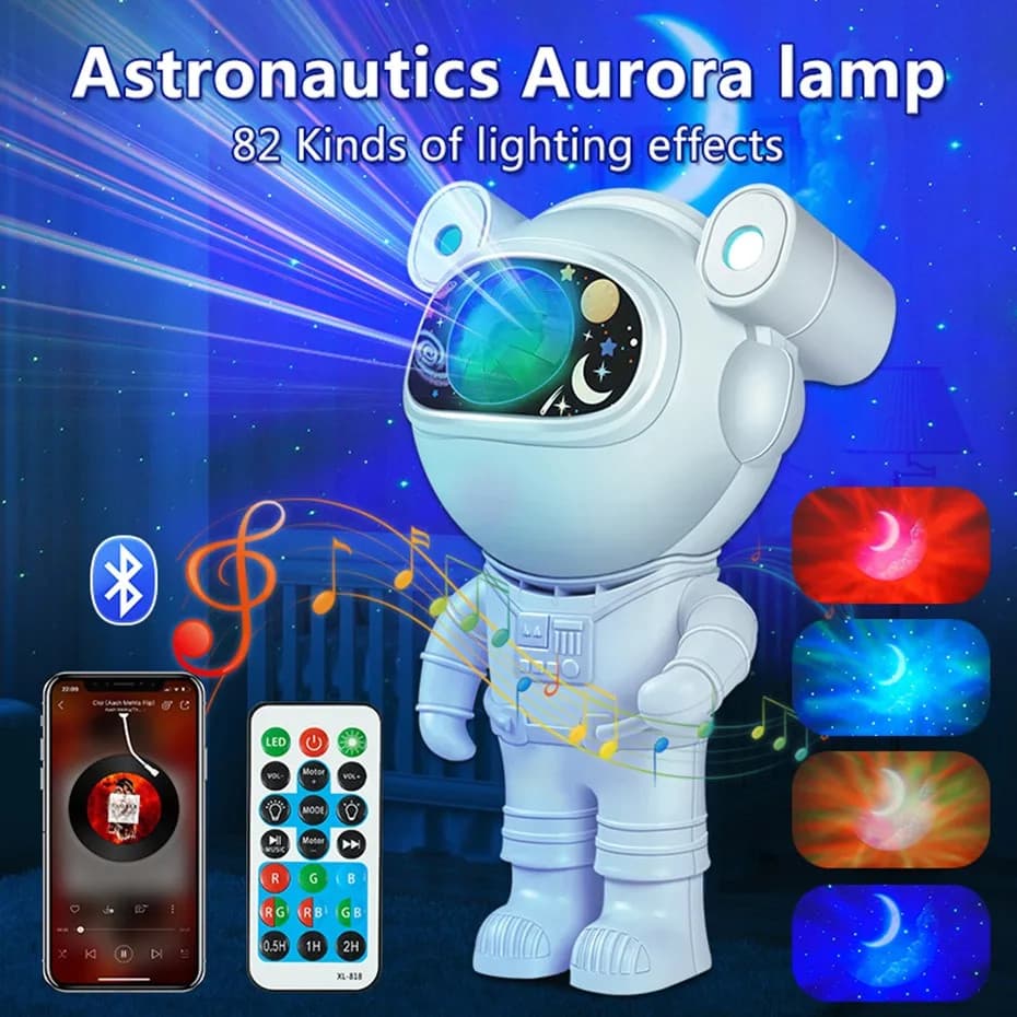 Astronaut cu proiector luna si stele, lampa de veghe copii, boxa bluetooth, telecomanda, alimentare Type-C — 4