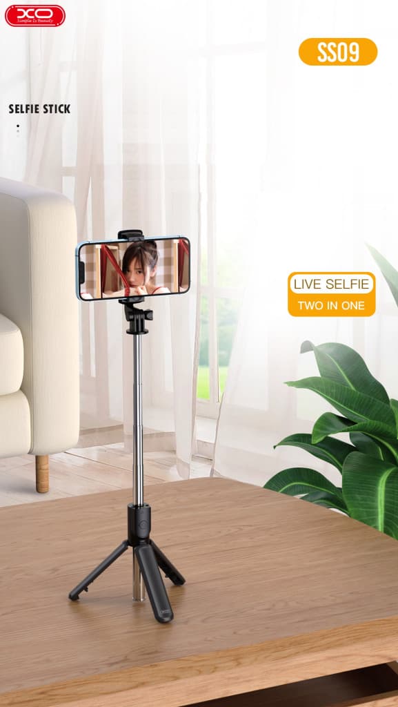 Selfie Stick XO SS09, functie trepied, brat telescopic, bluetooth, negru — varianta 2