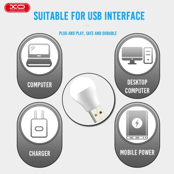 Mini bec XO Y1, conectare USB-A, 45 x 25 mm, 1W, lumina calda — varianta 4