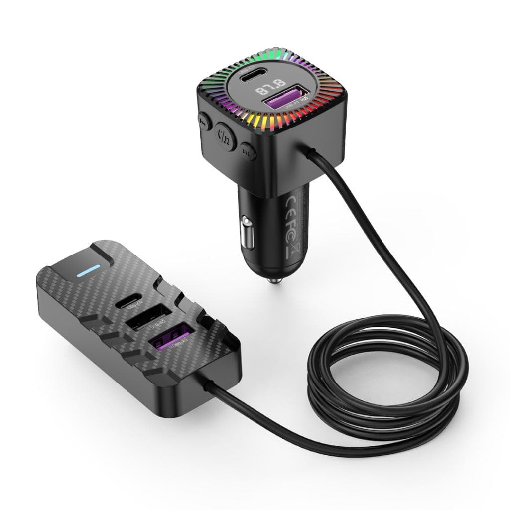 Modulator FM XO BCC13, 2 x USB-C, 3 x USB-A. 3.1A, cablu 1.5 metri, negru — principală