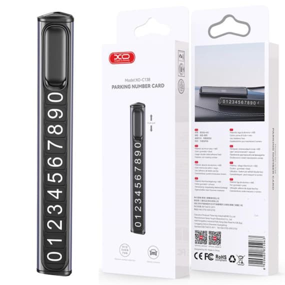 Afișaj număr telefon auto XO C138, montaj adeziv bord, negru