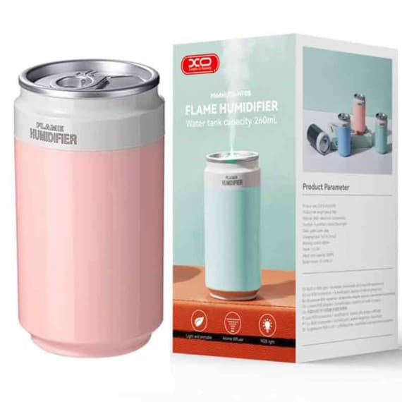 Umidificator casa/auto XO HF08, aspect doza suc, 260 ml, roz — principală