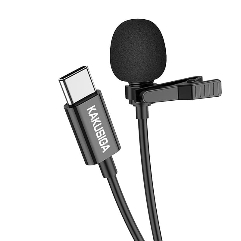 Microfon tip lavaliera cu clips KSC-763, conector Type-C, 2 metri, negru — principală