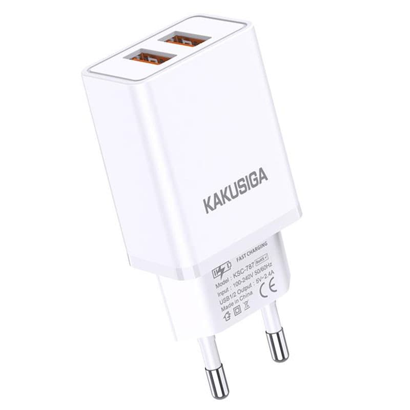 Incarcator casa KAKUSIGA KSC-787,  18W, 2.4A, 2 x USB-A, alb — principală