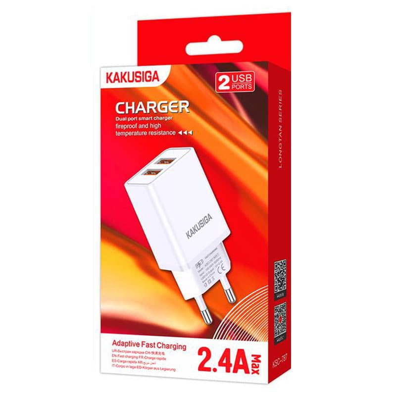 Incarcator casa KAKUSIGA KSC-787,  18W, 2.4A, 2 x USB-A, alb — varianta 2