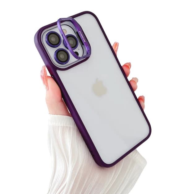 Husa Apple iPhone 13 Pro, Bracket Luxury, geamuri protectie camere, functie stand, mov — principală