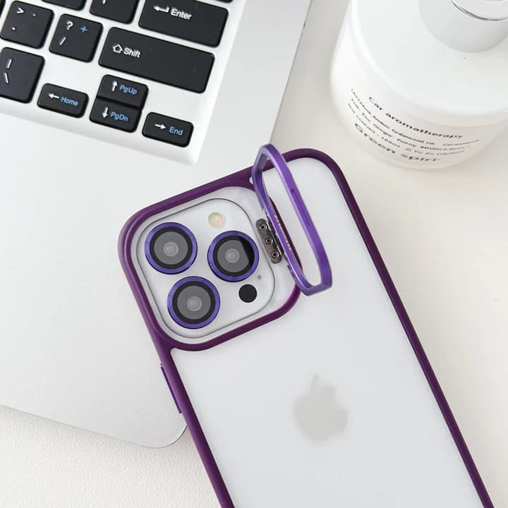 Husa Apple iPhone 13 Pro, Bracket Luxury, geamuri protectie camere, functie stand, mov — varianta 2