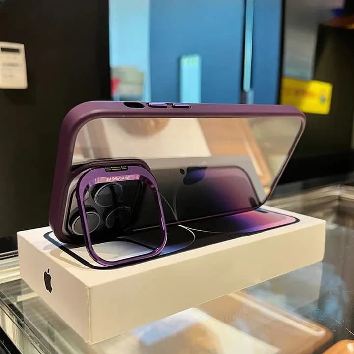 Husa Apple iPhone 13 Pro, Bracket Luxury, geamuri protectie camere, functie stand, mov — varianta 8