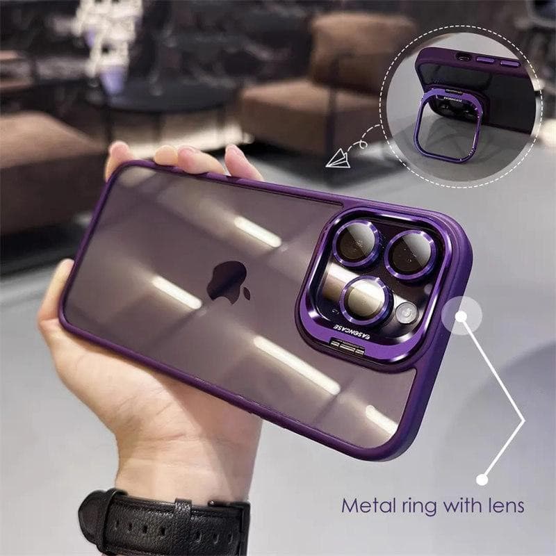 Husa Apple iPhone 13 Pro, Bracket Luxury, geamuri protectie camere, functie stand, mov — varianta 9