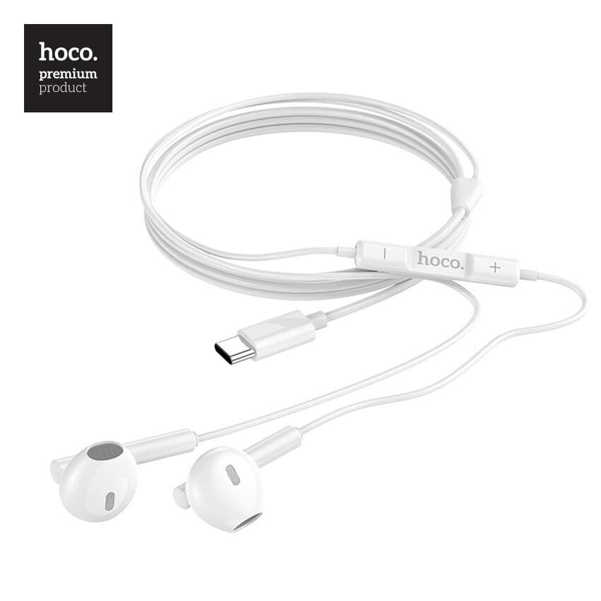 Casti audio cu microfon Hoco M65, conector Type C,  stereo, 1.2 metri, albe — varianta 2