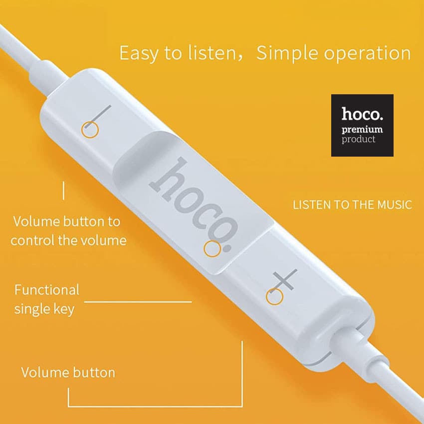 Casti audio cu microfon Hoco M65, conector Type C,  stereo, 1.2 metri, albe — varianta 4