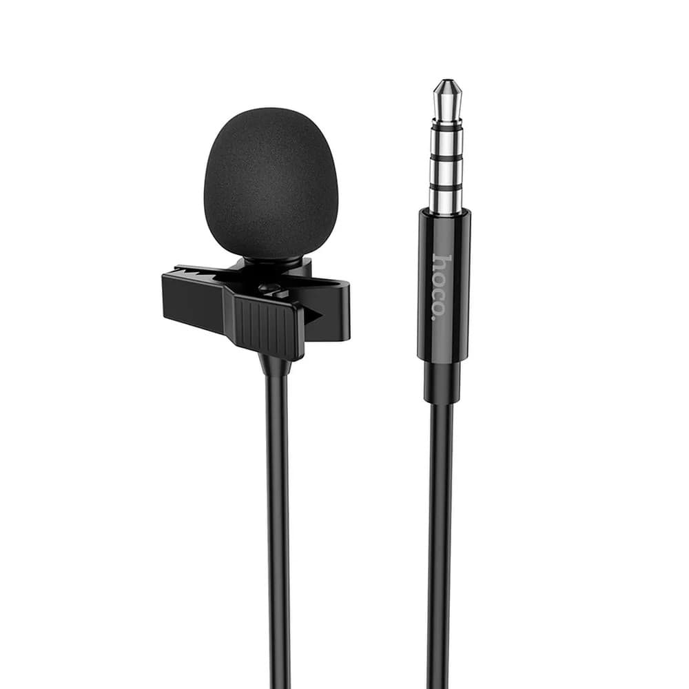 Microfon tip lavaliera cu clips HOCO L14, conector jack 3.5 mm, 2 metri, negru — 2