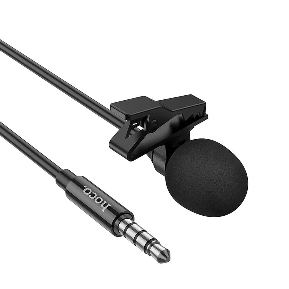 Microfon tip lavaliera cu clips HOCO L14, conector jack 3.5 mm, 2 metri, negru — 3