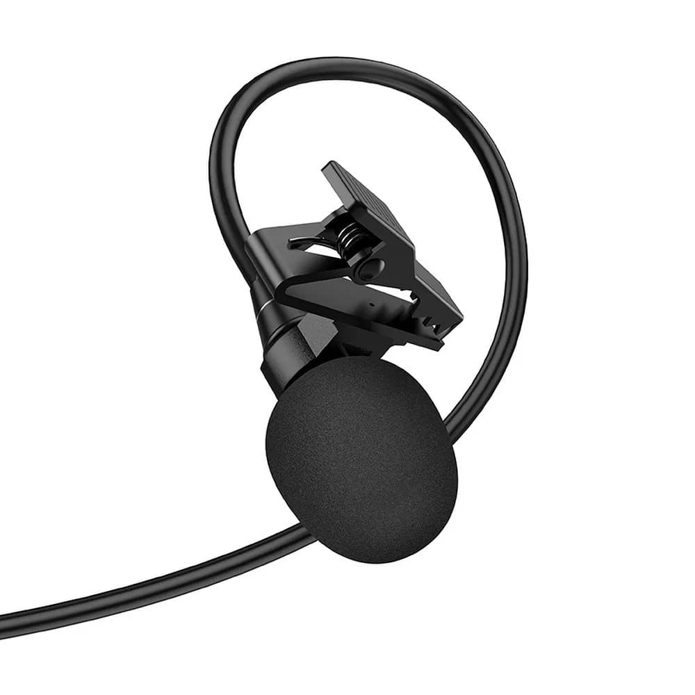 Microfon tip lavaliera cu clips HOCO L14, conector jack 3.5 mm, 2 metri, negru — 4