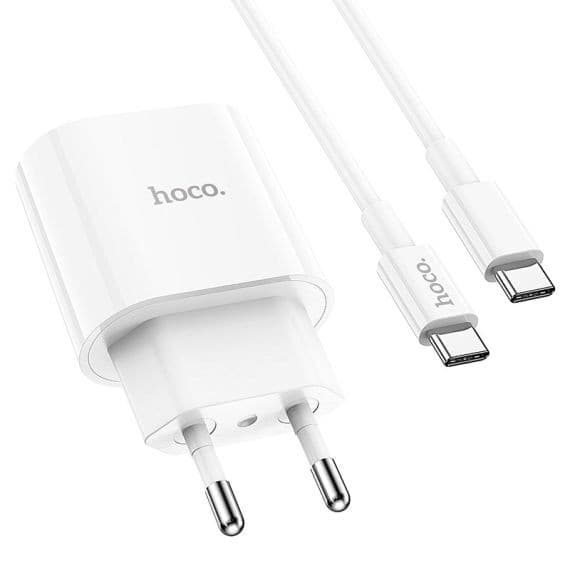 Incarcator casa Hoco C94A, 1 x USB-C PD 20W/3A, cablu Type-C inclus, incarcare rapida, albe — varianta 2