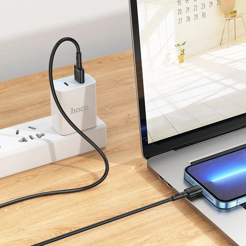 Cablu de date si incarcare Hoco X83, USB to Lightning, 2.4A, 1 metru, negru — varianta 5
