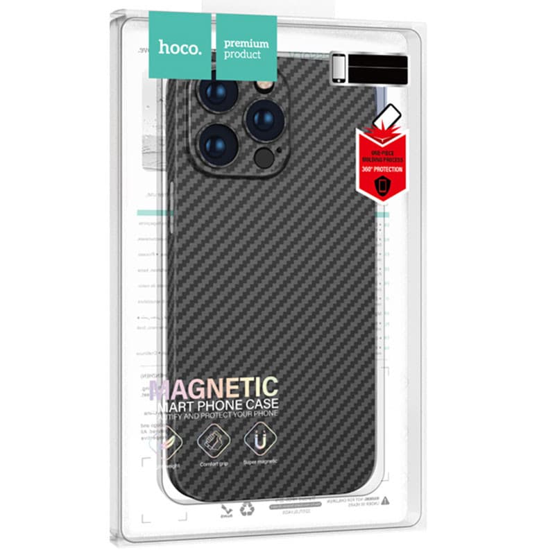 Husa protectie Apple iPhone 14, Hoco Premium Magsafe Carbon, textura kevlar, incarcare magsafe, neagra — 2