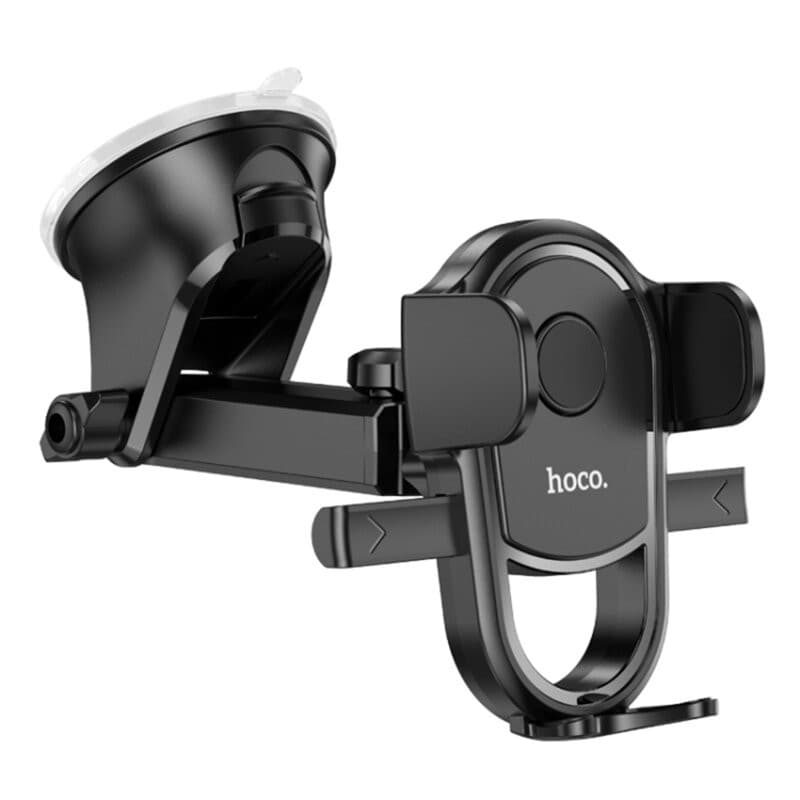 Suport auto Hoco H5, cleme laterale, montaj bord, multiangle, autolock, negru — 3