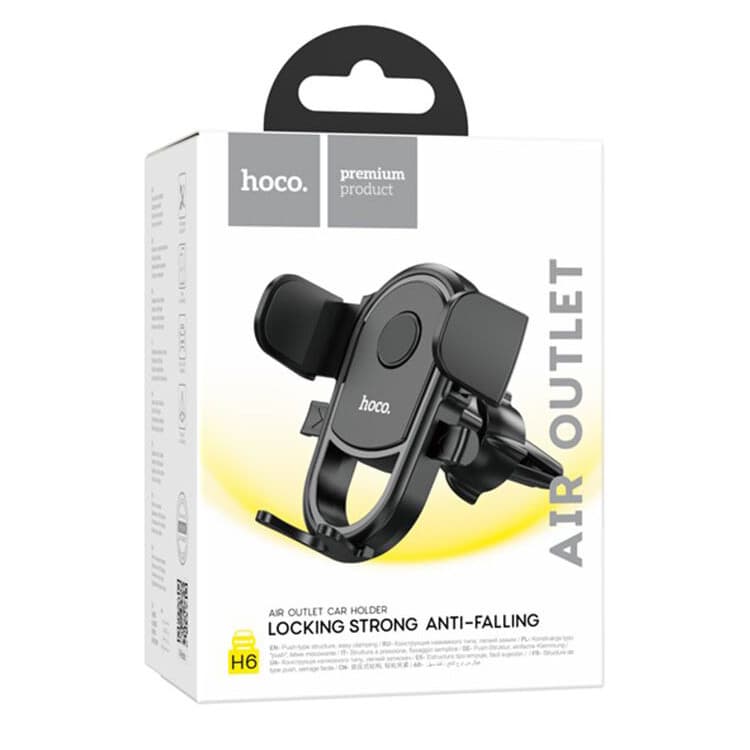 Suport auto Hoco H6, cleme laterale, rotatie 360 grade, prindere la ventilatie, negru — varianta 3