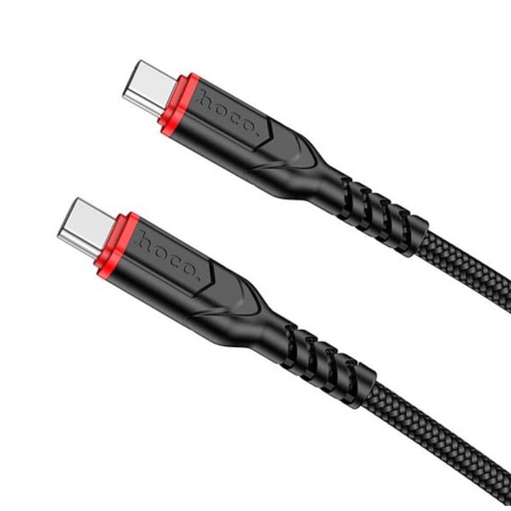 Cablu de date si incarcare Hoco X59, Type-C to Type-C, PD60W/3A, cablu impletit, 1 metru, rosu — principală