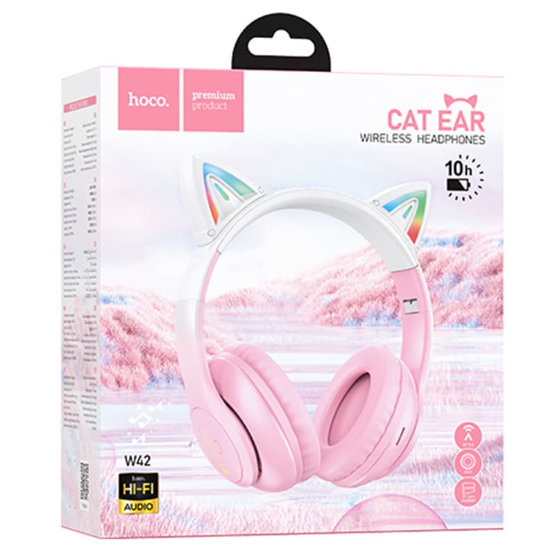 Casti Wireless Hoco W42, Over Ear, BT 5.3, 180h StandBy, 400 mAh, Kids, Cherry Blossom — 3