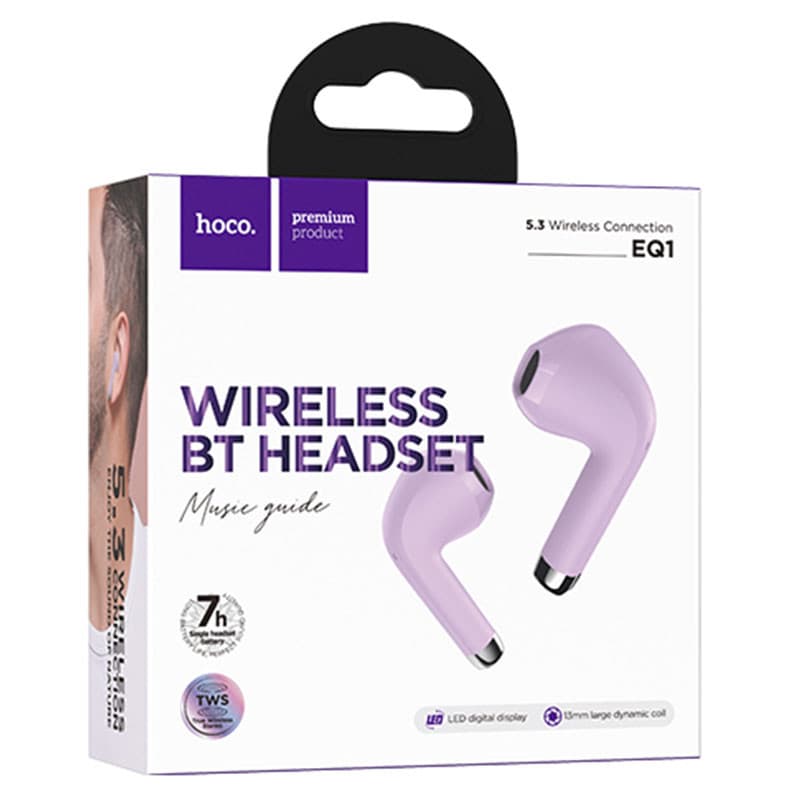 Casti Wireless Hoco EQ1 TWS, Bluetooth 5.3, LED Digital Display, mov — varianta 4