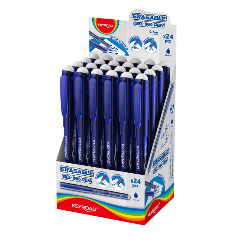 Pix cu gel Keyroad Erasable KR972580, 0.7 mm, mina care se sterge, albastru, grip cauciucat, scris albastru — varianta 2