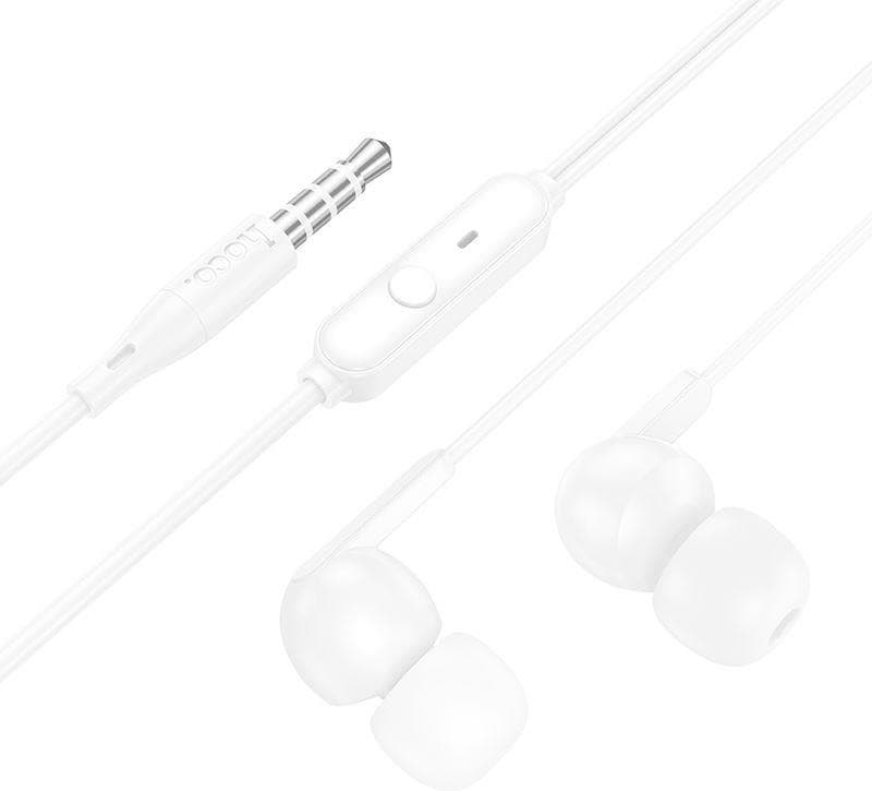 Casti audio cu microfon Hoco M124, conector jack 3.5 mm, cablu 1.2 m, albe — varianta 2