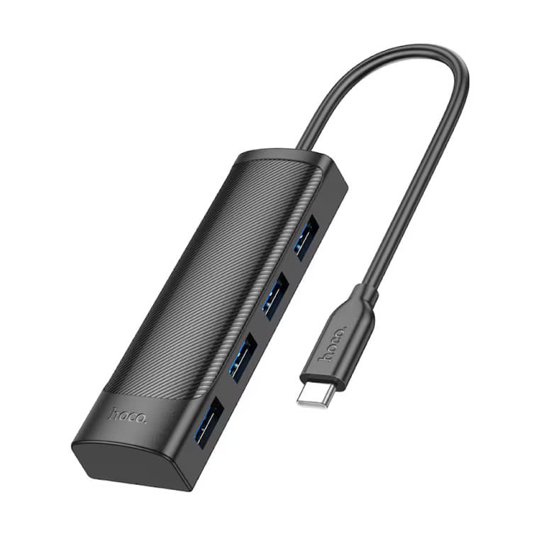 Hub USB Hoco HB41, Multiport, USB-C la 3 x USB-A 3.0, USB-A 2.0, 480Mps, 20 cm, negru — principală