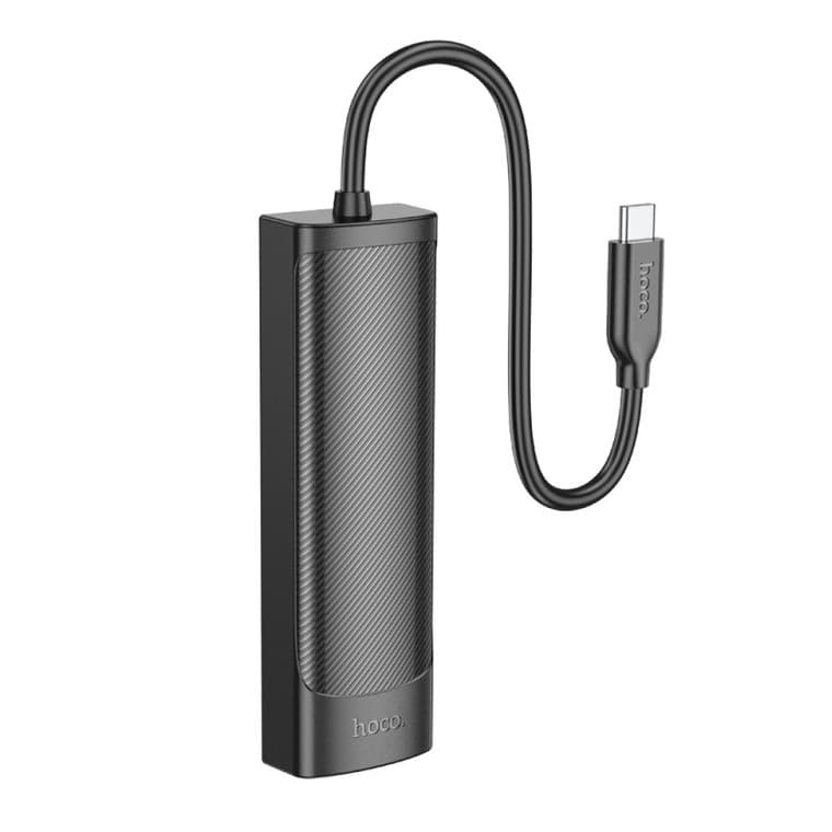 Hub USB Hoco HB41, Multiport, USB-C la 3 x USB-A 3.0, USB-A 2.0, 480Mps, 20 cm, negru — varianta 2