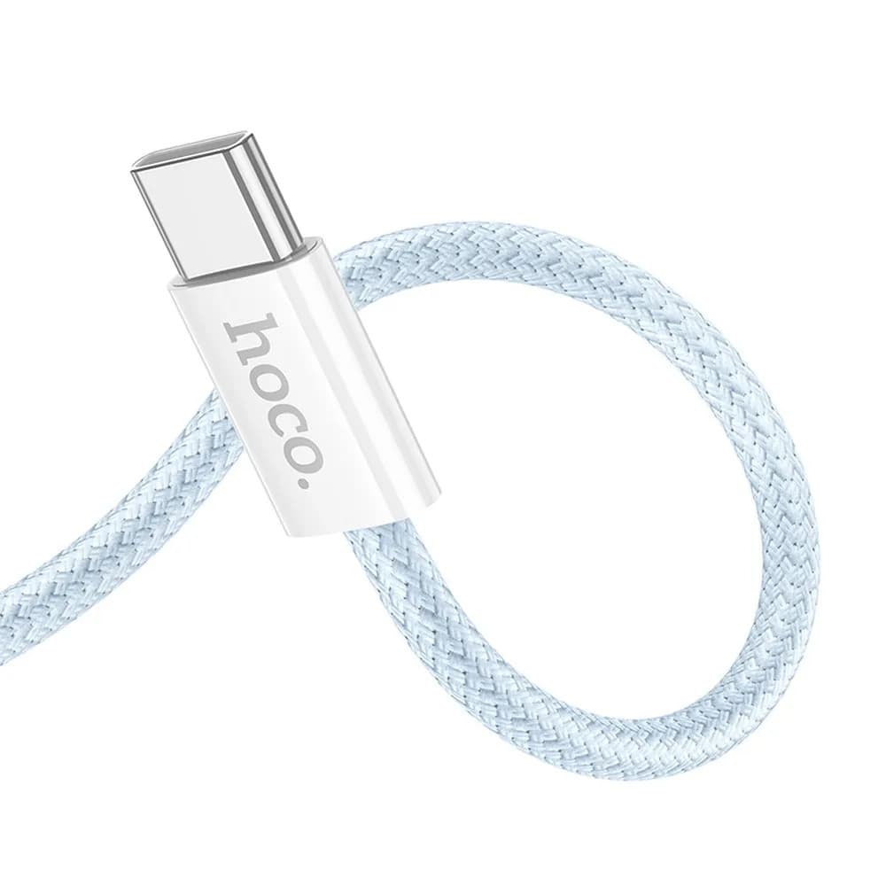 Cablu de date si incarcare HOCO, Type-C to Type-C, 60W, 1 metru, incarcare rapida, imbracat in material textil, albastru — varianta 3
