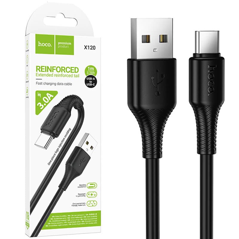 Cablu date si Incarcare Hoco X120, USB to Type-C (USB-C), 1 metru, 3A, negru