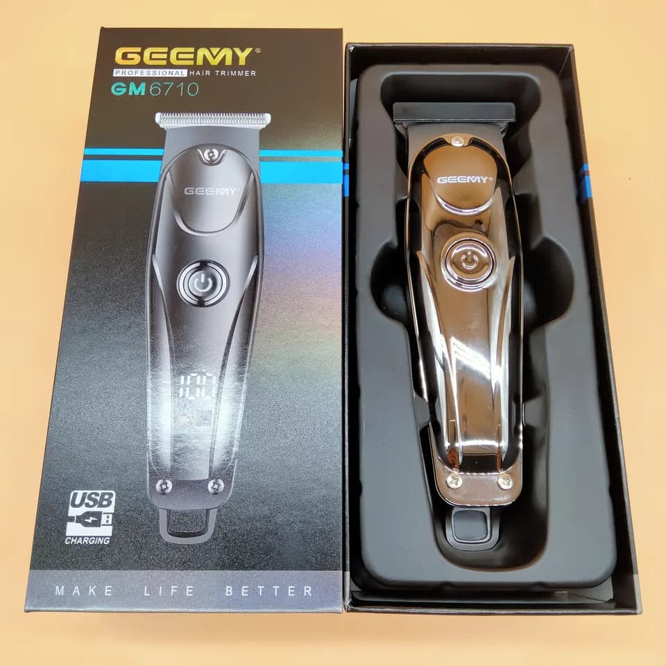 Aparat de tuns GEEMY GM6710, ecran LED, acumulator 600 mA, incarcare USB Type-C, argintiu — 4