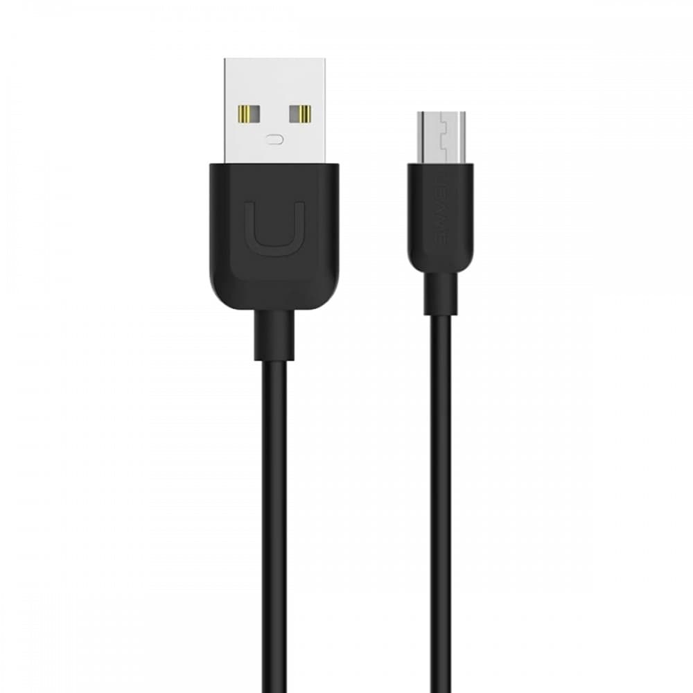 Cablu de date si incarcare MicroUSB USAMS US-SJ098, 1 metru, 2.1A, negru — principală