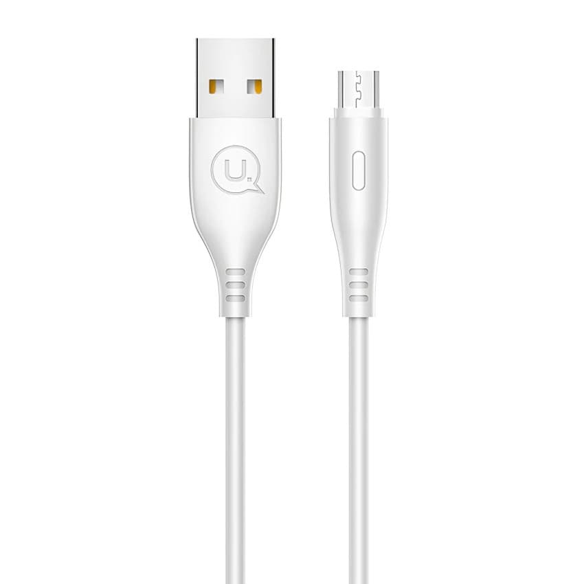 Cablu de date si incarcare MicroUSB USAMS U18, 1 metru, 2.0A, alb — principală