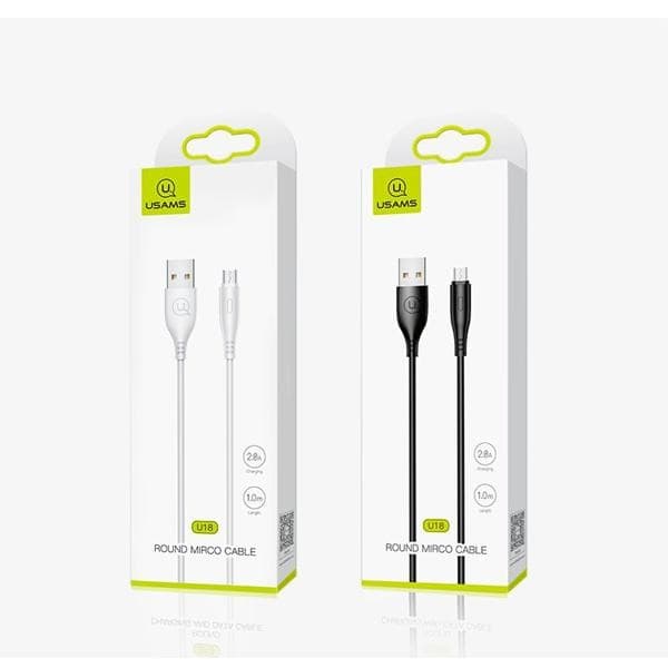 Cablu de date si incarcare MicroUSB USAMS U18, 1 metru, 2.0A, alb — varianta 2