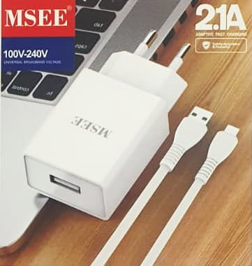 Set incarcator casa + cablu Type-C, MSEE MS-8, 2.1A, alb — principală