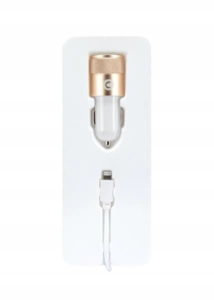 Incarcator auto Mocolo cu port USB, cablu Lightning inclus, 1A, alb/rose gold — varianta 2