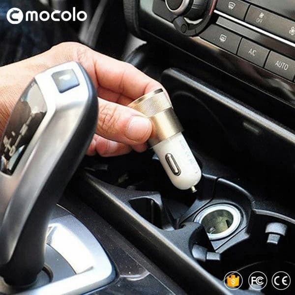 Incarcator auto Mocolo cu port USB, cablu Lightning inclus, 1A, alb/rose gold — varianta 5