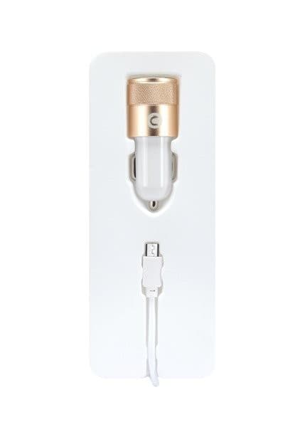 Incarcator auto Mocolo cu port USB, cablu MicroUSB inclus, 1A, alb/rose gold — varianta 2