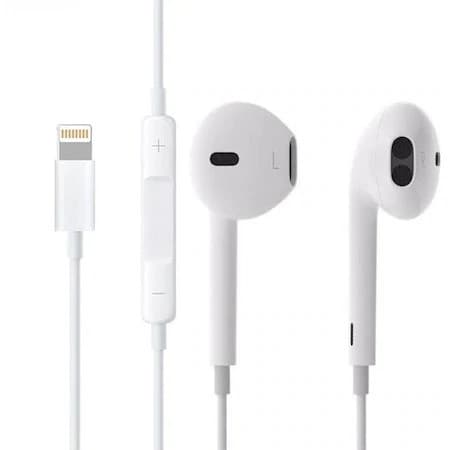Casti audio cu microfon TREQA EP-753, conector lightning, pentru iPhone/iPad, albe — varianta 2